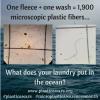 Words and images of microscopic threads superimposed over a picture of blue ocean water
